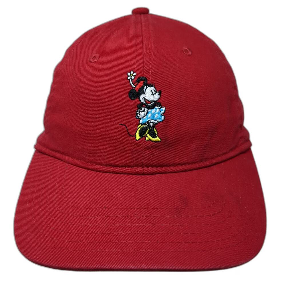 Disney Minnie Mouse Embroidered Baseball Cap Red One Size Slideback Hat Strap